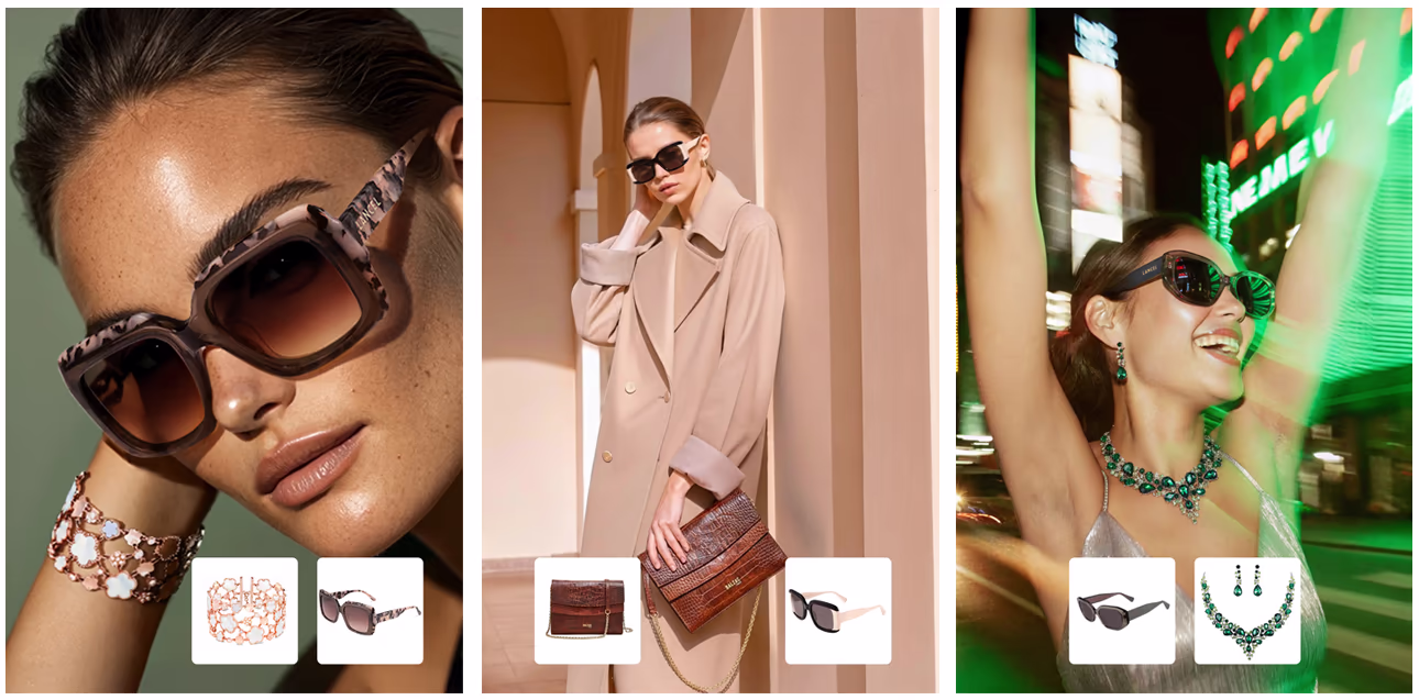 Bandeau avant/après BlendAI : packshot studio à gauche, mise en scène lifestyle générée par IA à droite